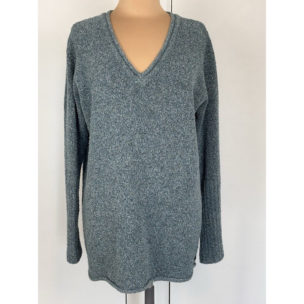 Columbia Sportswear Women XL Blue  Speckled VNeck Long Sleeve Cozy Knit Sweater